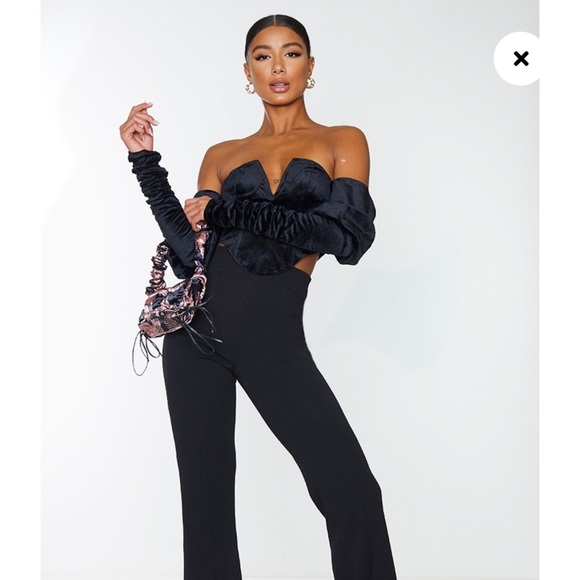 Pretty Little Thing Velvet Bandeau Ruched Top - Picture 1 of 13